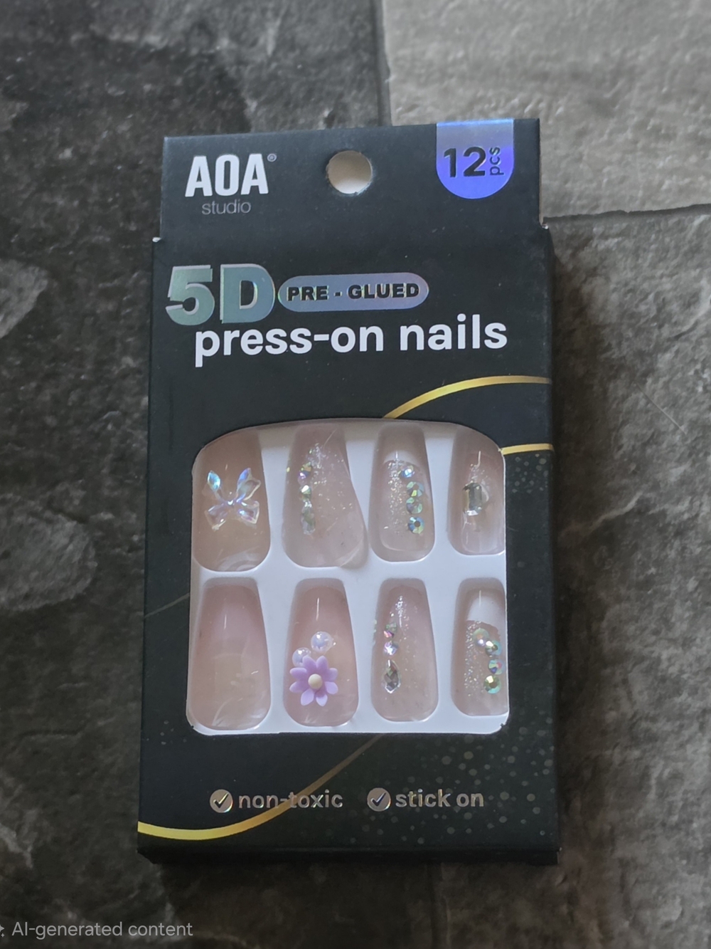 AOA Studio Blush Garden 5D Pre-Glued Press-On Nails - 12 Pc BNIB